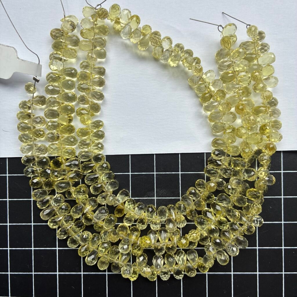 Lemon Quartz, Faceted Drops, 22 CM, 7.5*4.5mm