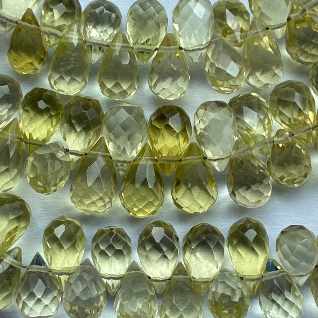 Lemon Quartz, Faceted Drops, 22 CM, 7.5*4.5mm