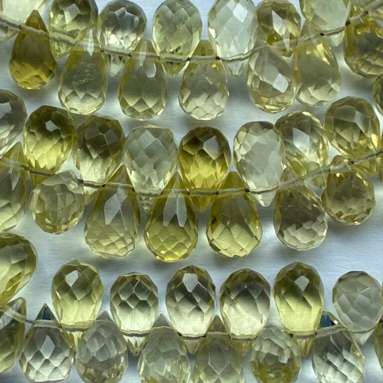 Lemon Quartz, Faceted Drops, 22 CM, 7.5*4.5mm