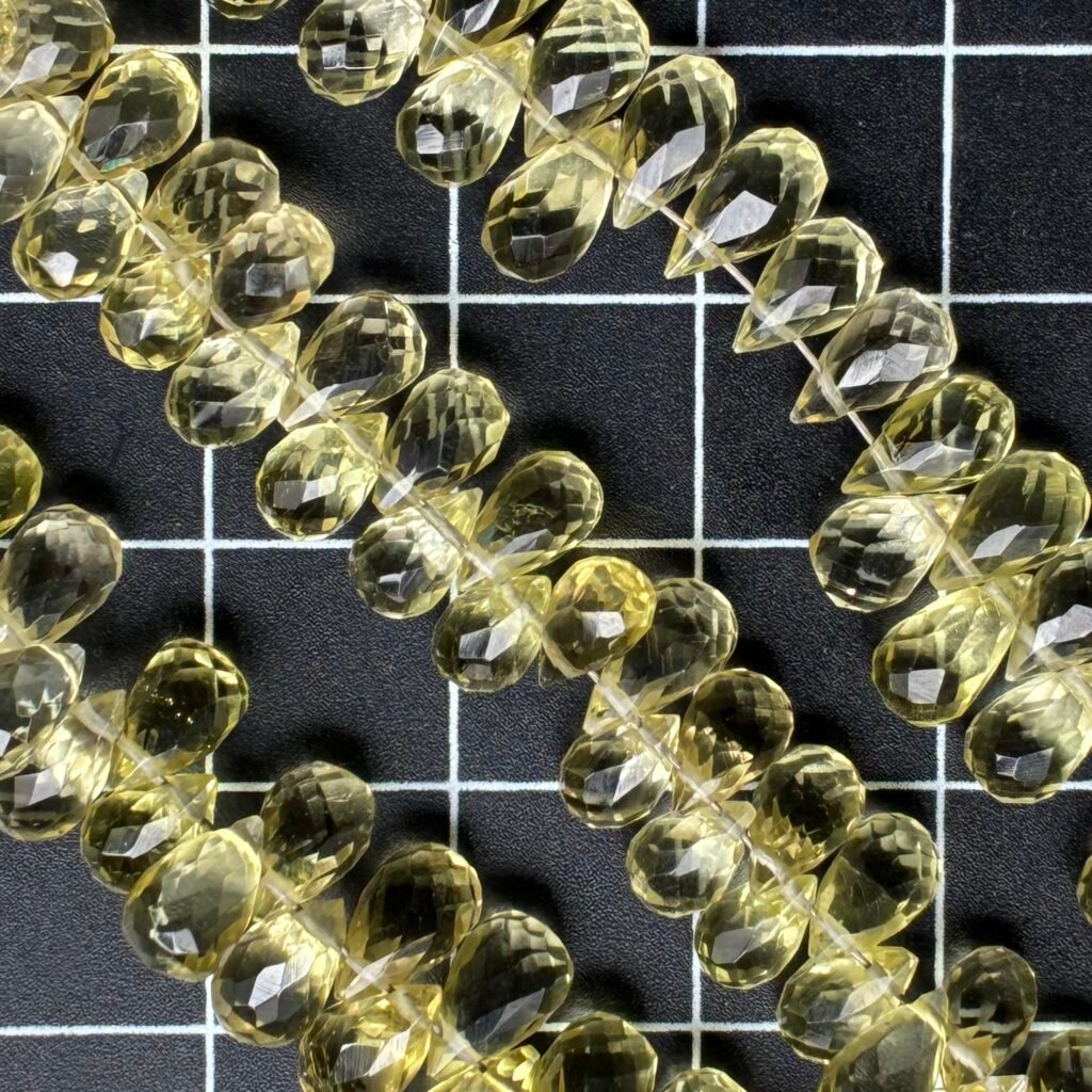 Lemon Quartz, Faceted Drops, 22 CM, 7.5*4.5mm