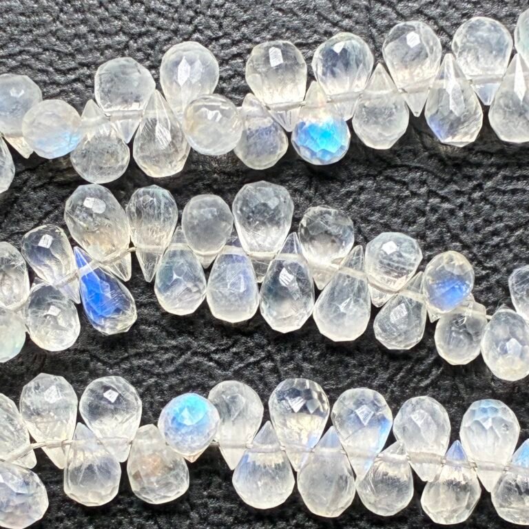 Rainbow Moonstone. Faceted Drop, 22 cm, 5.6*4.2 mm