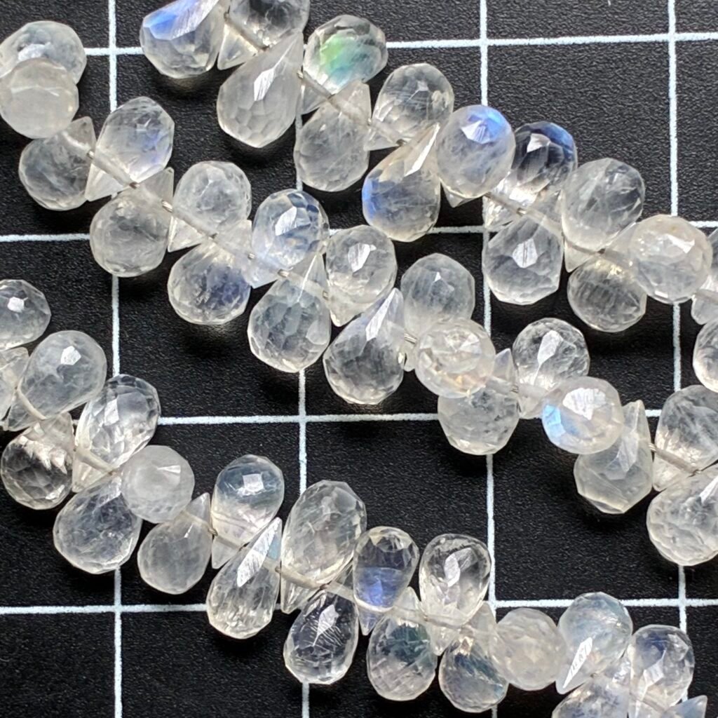 Rainbow Moonstone. Faceted Drop, 22 cm, 5.6*4.2 mm