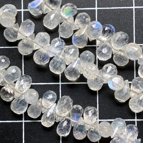 Rainbow Moonstone. Faceted Drop, 22 cm, 5.6*4.2 mm