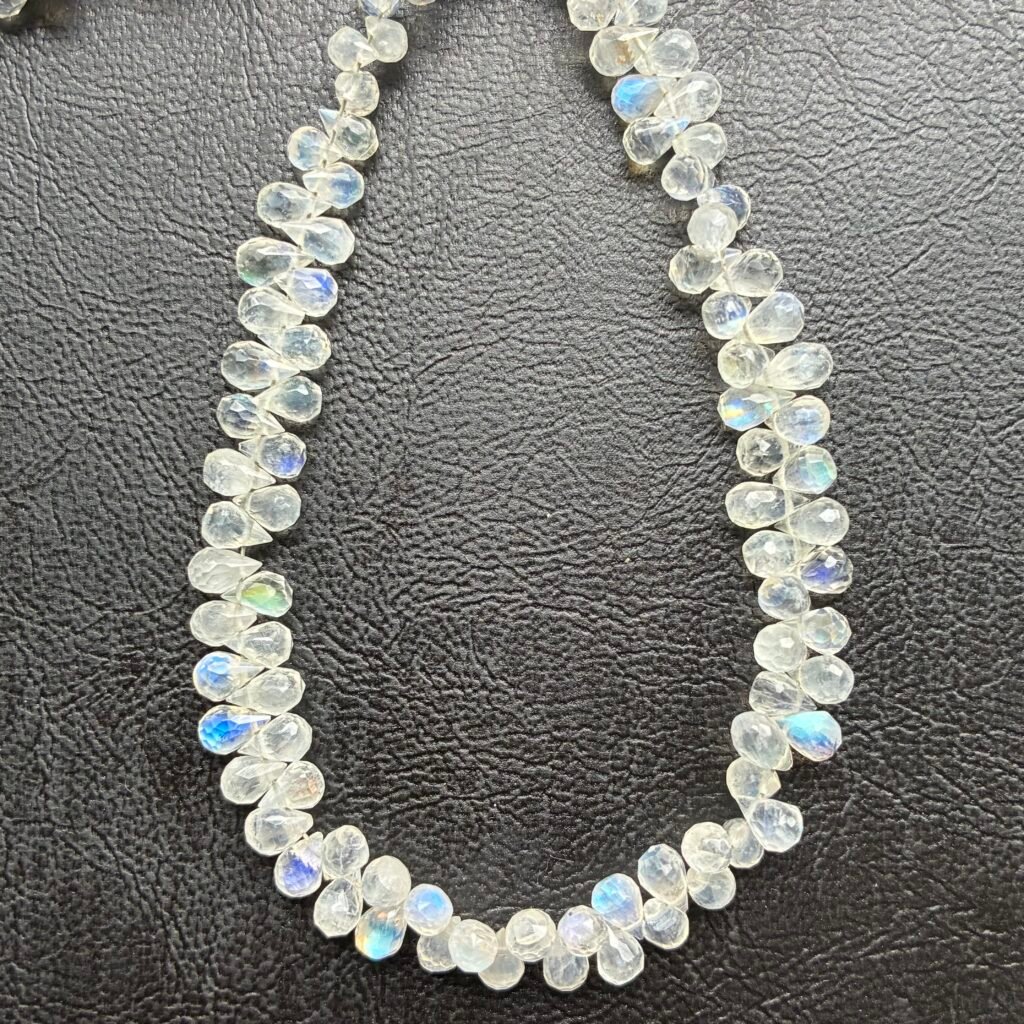 Rainbow Moonstone. Faceted Drop, 22 cm, 5.6*4.2 mm