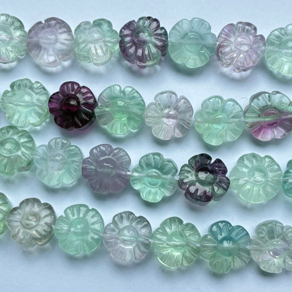 Fluorite Carving Flower, 12 MM, 20 Flower