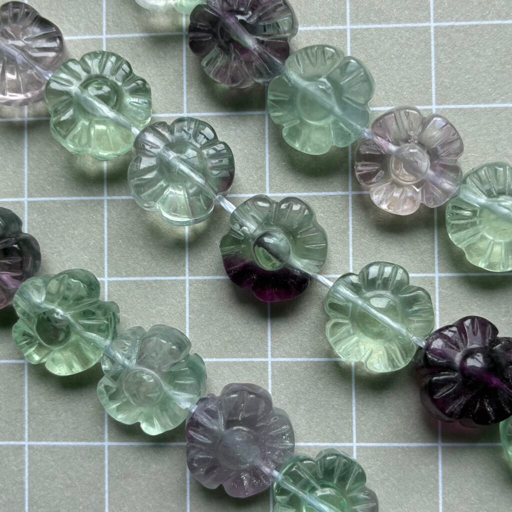 Fluorite Carving Flower, 12 MM, 20 Flower