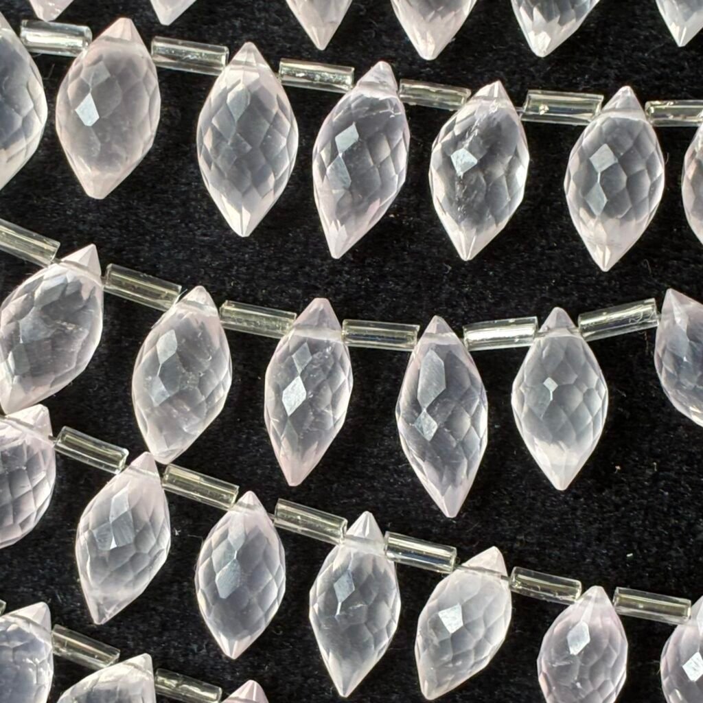 Rose Quartz,  Faceted Dew Drop, 15 beads, 12.7*6.3mm- 10*5.3mm
