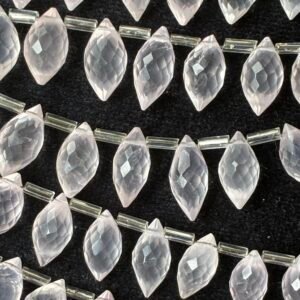 Rose Quartz,  Faceted Dew Drop, 15 Piece, 12.7*6.3mm- 10*5.3mm