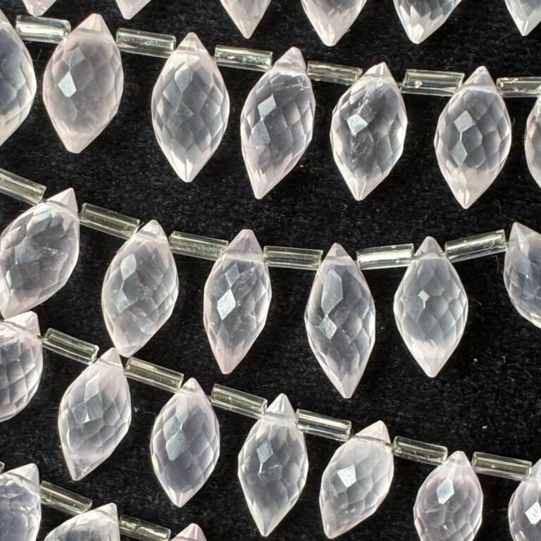 Rose Quartz,  Faceted Dew Drop, 15 beads, 12.7*6.3mm- 10*5.3mm