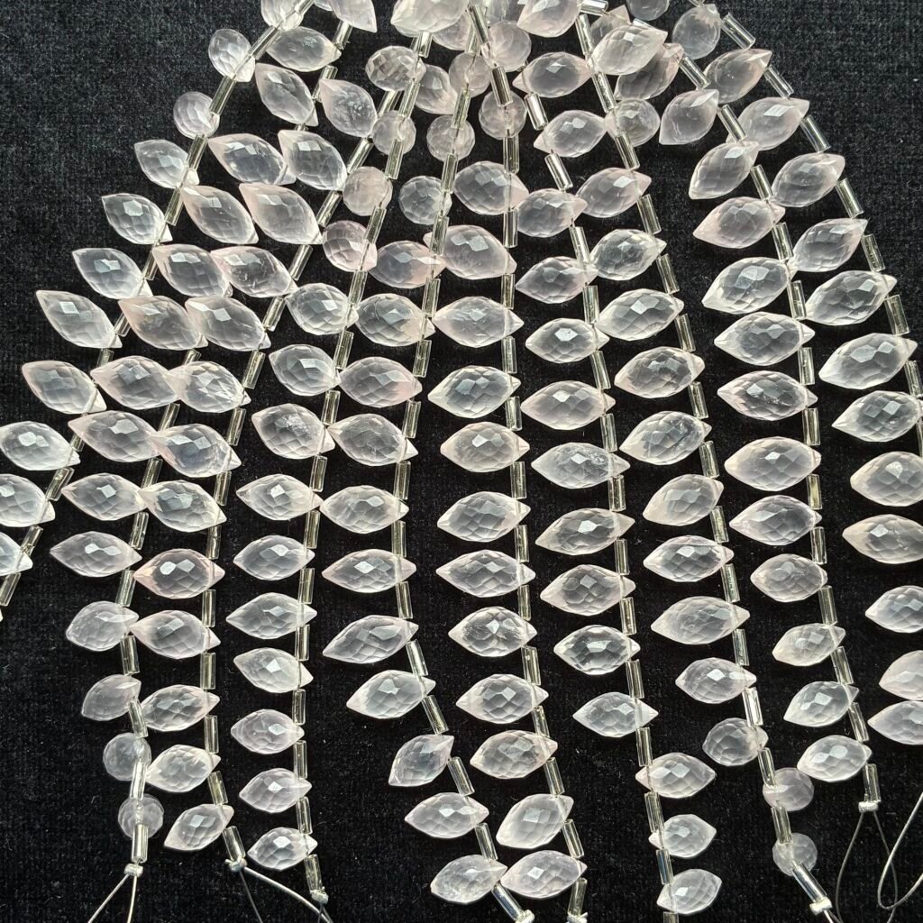 Rose Quartz,  Faceted Dew Drop, 15 beads, 12.7*6.3mm- 10*5.3mm