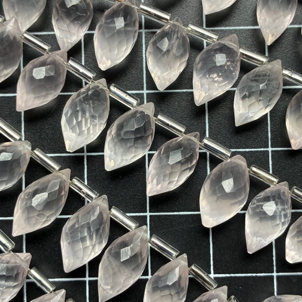 Rose Quartz,  Faceted Dew Drop, 15 beads, 12.7*6.3mm- 10*5.3mm