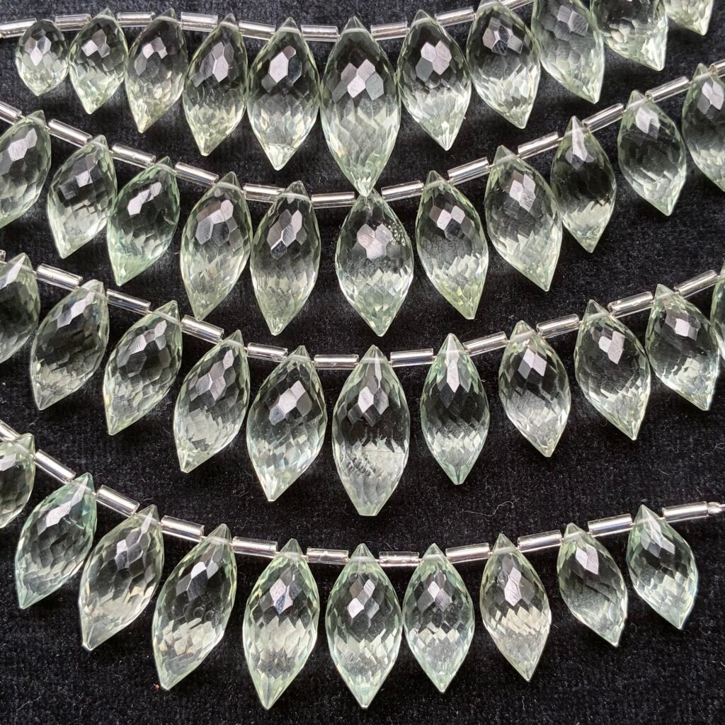 Green Amethyst, L size, Dew Drop, 12-13 beads, 17.9*9 mm- 14*7 mm, 10 cm