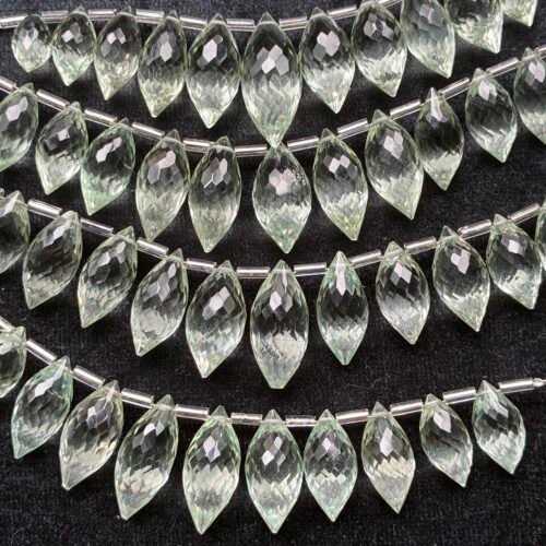 Green Amethyst, Dew Drop, 12-13 beads, 17.9*9 mm- 14*7 mm, 10 cm