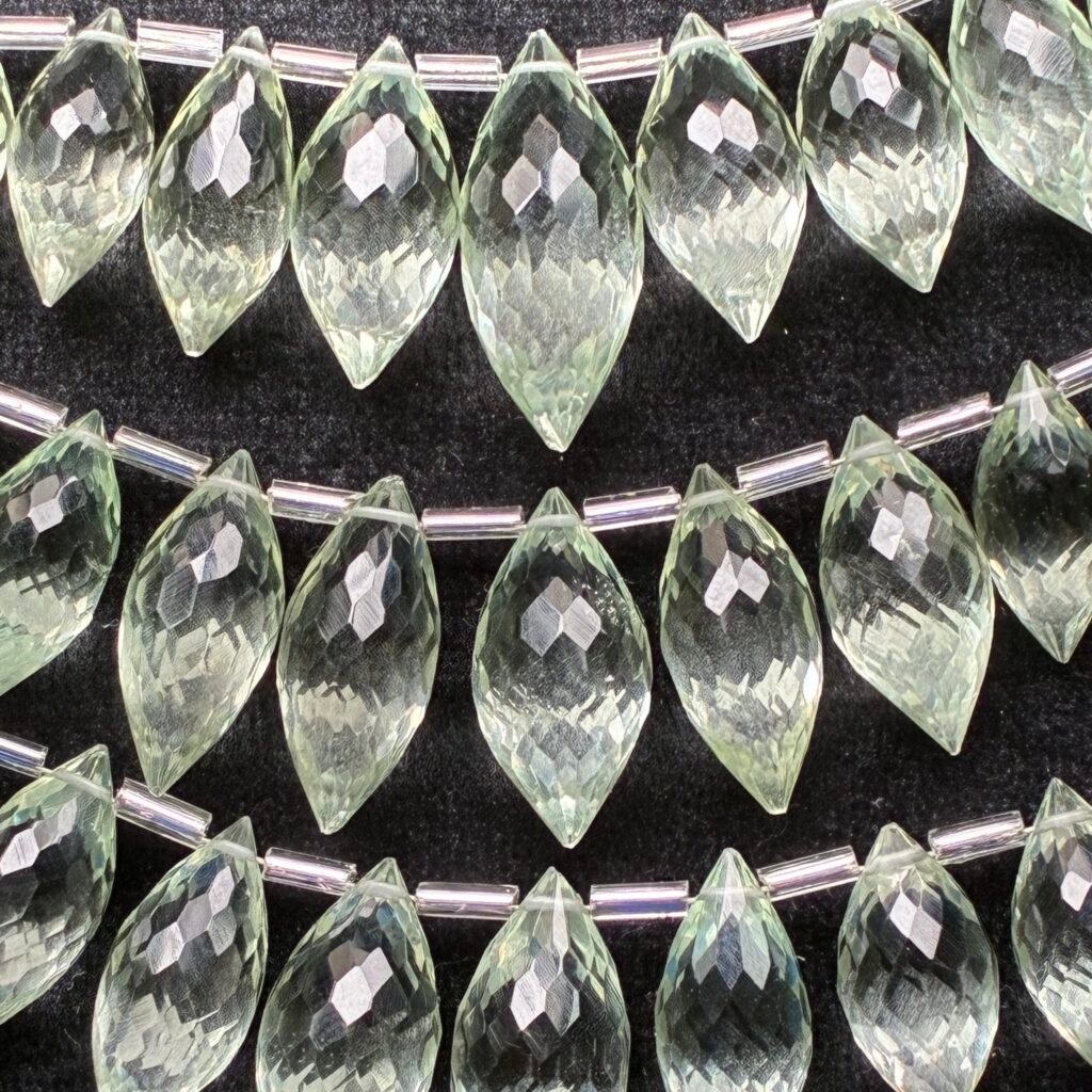 Green Amethyst, L size, Dew Drop, 12-13 beads, 17.9*9 mm- 14*7 mm, 10 cm