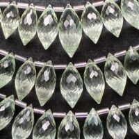 Green Amethyst, Dew Drop, 12-13 beads, 17.9*9 mm- 14*7 mm, 10 cm