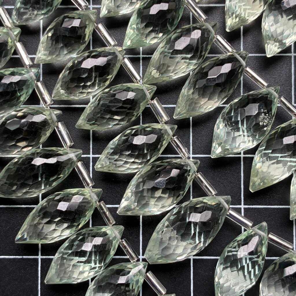 Green Amethyst, L size, Dew Drop, 12-13 beads, 17.9*9 mm- 14*7 mm, 10 cm