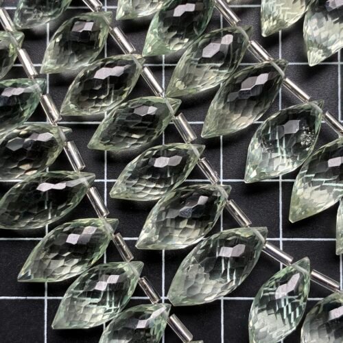 Green Amethyst, Dew Drop, 12-13 beads, 17.9*9 mm- 14*7 mm, 10 cm