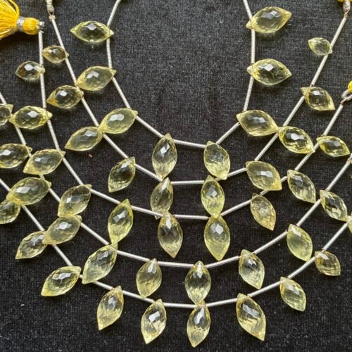 Lemon Quartz, Faceted Dew Drop, 10 beads, 13.8*7 mm-9*5 mm