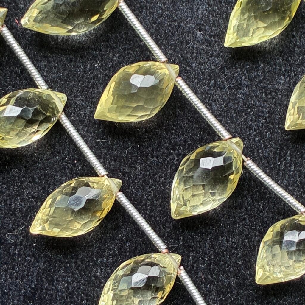 Lemon Quartz, Faceted Dew Drop, 10 beads, 13.8*7 mm-9*5 mm