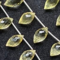 Lemon Quartz, Faceted Dew Drop, 10 beads, 13.8*7 mm-9*5 mm