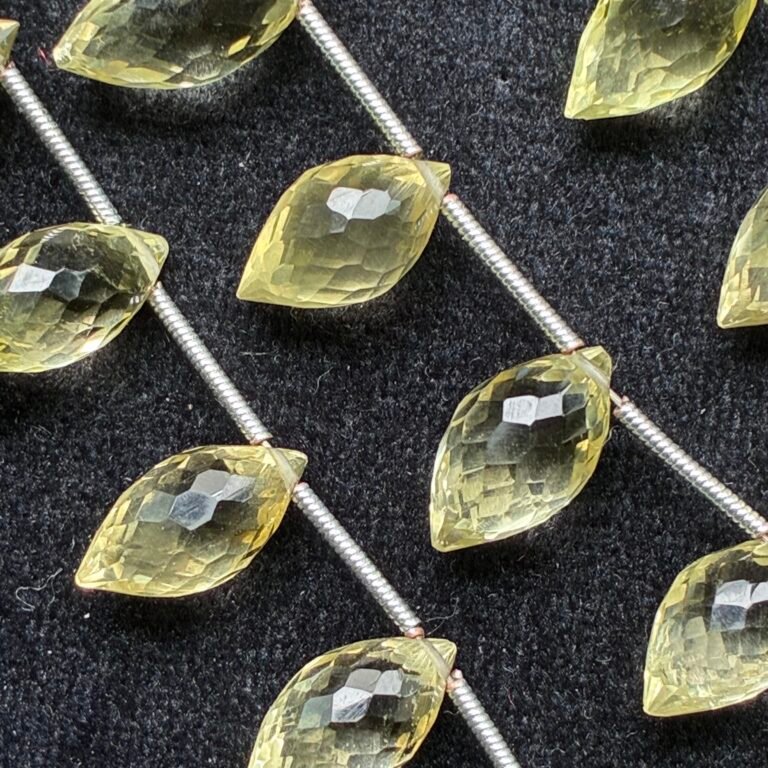 Lemon Quartz, Faceted Dew Drop, 10 beads, 13.8*7 mm-9*5 mm