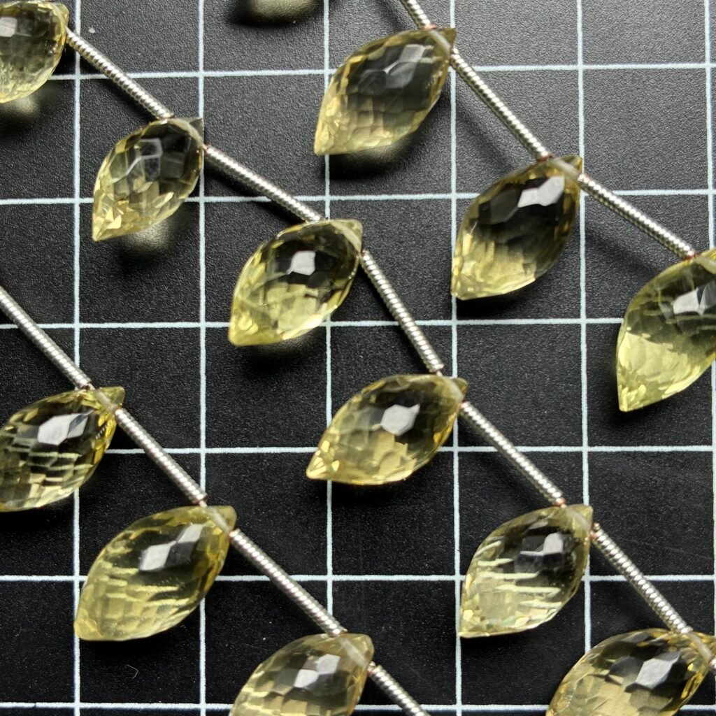Lemon Quartz, Faceted Dew Drop, 10 beads, 13.8*7 mm-9*5 mm