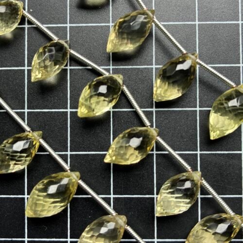 Lemon Quartz, Faceted Dew Drop, 10 beads, 13.8*7 mm-9*5 mm