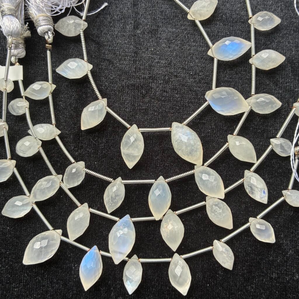 Rainbow Moonstone, Faceted Dew Drop, 10 beads, 14.8*7.7mm -11.4*6 mm