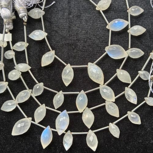 Rainbow Moonstone, Faceted Dew Drop, 10 beads, 14.8*7.7mm -11.4*6 mm