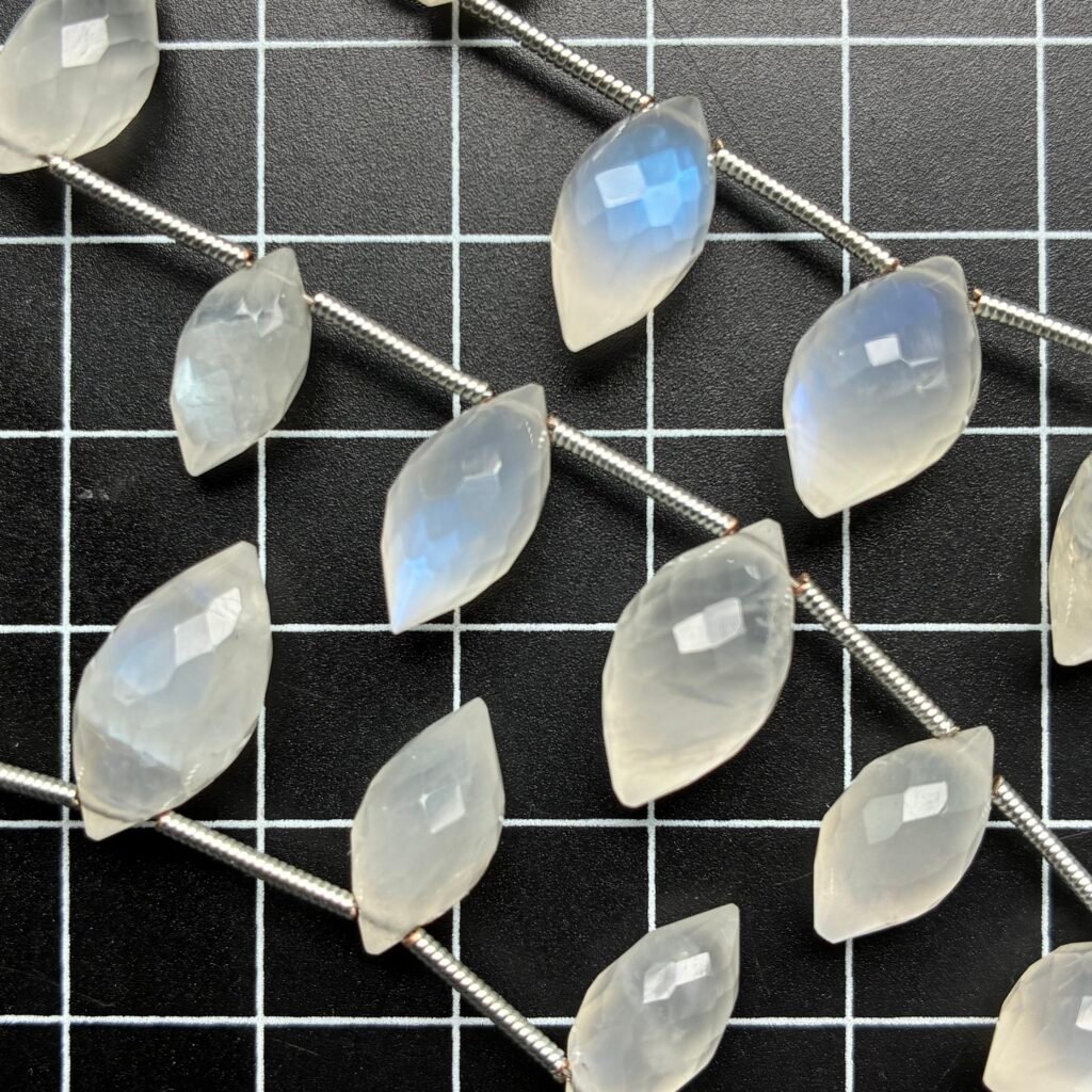 Rainbow Moonstone, Faceted Dew Drop, 10 beads, 14.8*7.7mm -11.4*6 mm