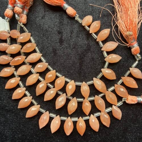 Peach Moonstone, Faceted Dew Drop, 15 beads, 13*6 mm- 11.2*5.8 mm