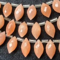 Peach Moonstone, Faceted Dew Drop, 15 beads, 13*6 mm- 11.2*5.8 mm