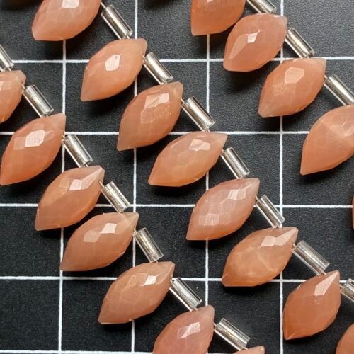Peach Moonstone, Faceted Dew Drop, 15 beads, 13*6 mm- 11.2*5.8 mm
