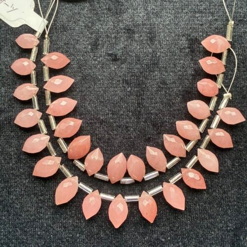 Guava Quartz, Faceted Dew Drop, 15 beads