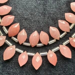 Guava Quartz, Faceted Dew Drop, 15 beads