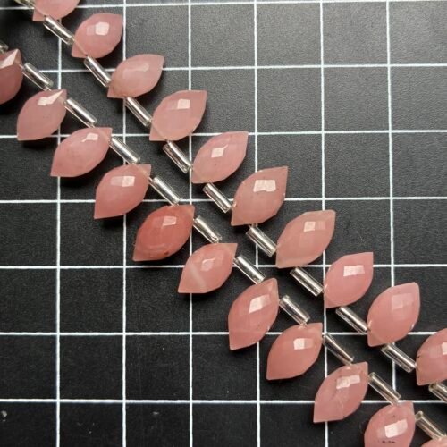 Guava Quartz, Faceted Dew Drop, 15 beads