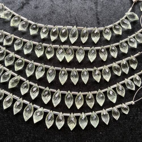 Green Amethyst  Faceted Dew Drop, 15 beads, 11.8*6.3 -9.1*5.6 mm