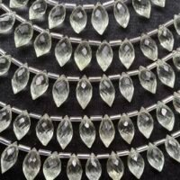 Green Amethyst  Faceted Dew Drop, 15 beads, 11.8*6.3 -9.1*5.6 mm