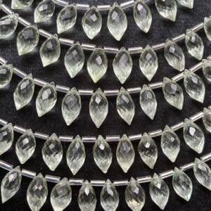 Green Amethyst  Faceted Dew Drop, 15 beads, 11.8*6.3 -9.1*5.6 mm