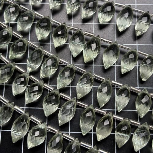 Green Amethyst  Faceted Dew Drop, 15 beads, 11.8*6.3 -9.1*5.6 mm
