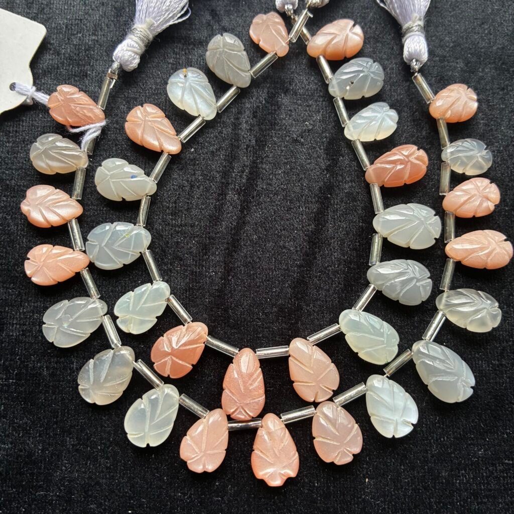 Multi Moonstone Carved Pear,17 beads, 14.8*10.4*6 mm-13.2*8.8*3.3mm