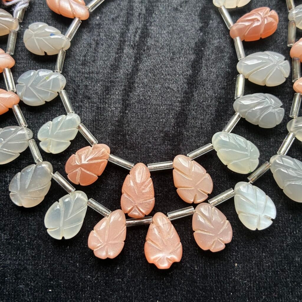 Multi Moonstone Carved Pear,17 beads, 14.8*10.4*6 mm-13.2*8.8*3.3mm