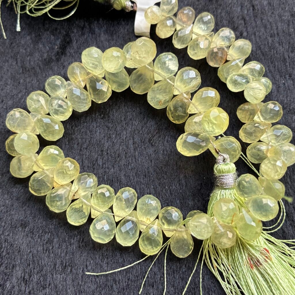 Prehnite, 23 cm, 10.3*7 - 7.3*5.3 mm, 70 beads approx