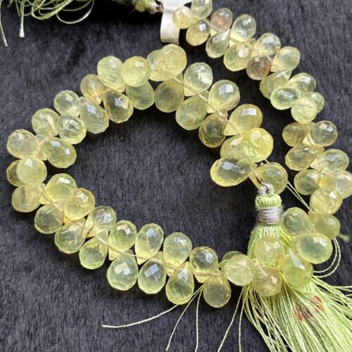 Prehnite, 23 cm, 10.3*7 - 7.3*5.3 mm, 70 beads approx