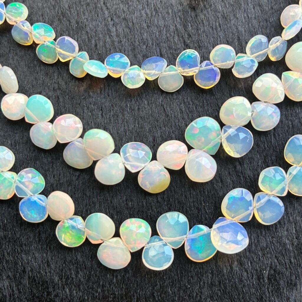 Ethopian Opal , Faceted Hearts, 45cm, 7*6mm