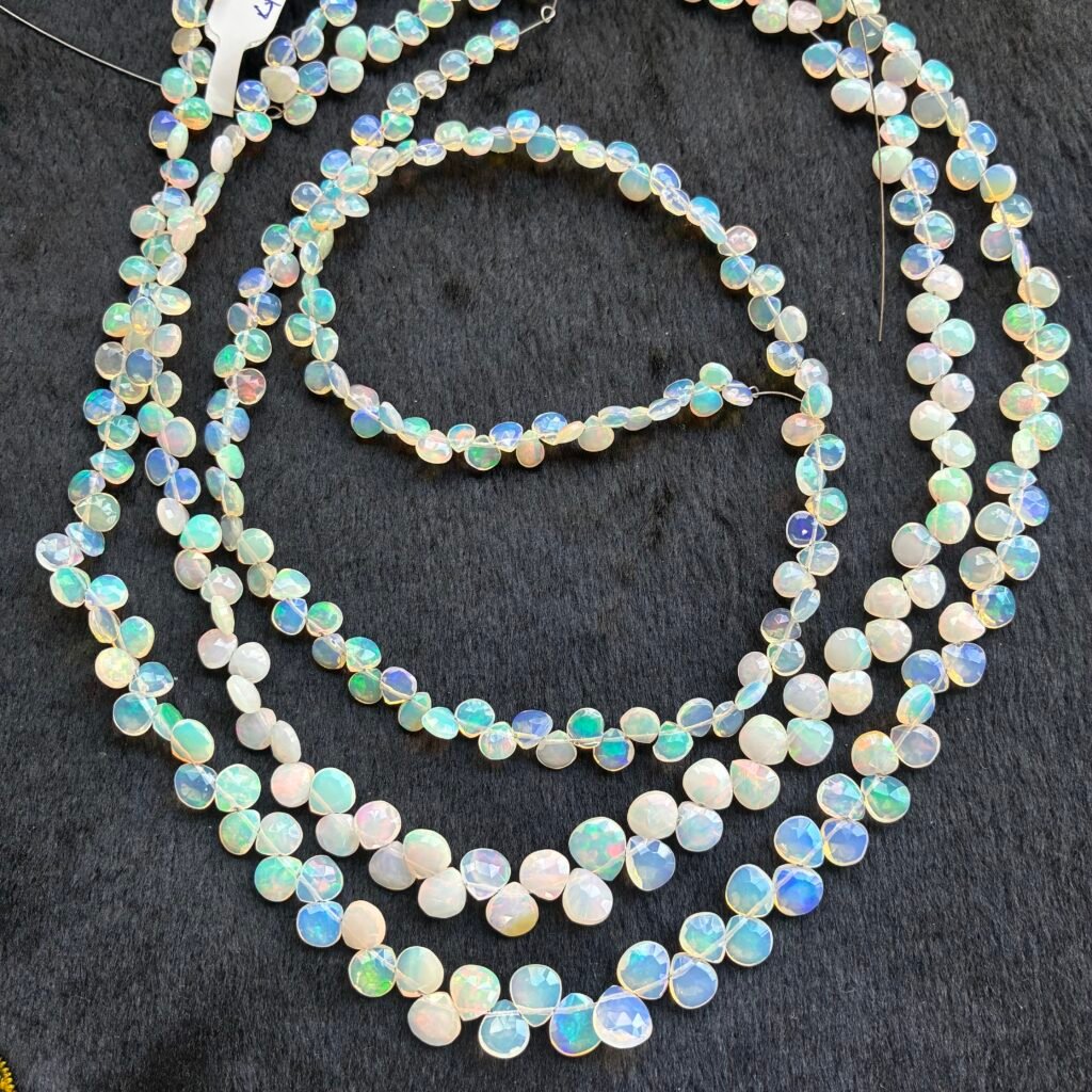 Ethopian Opal , Faceted Hearts, 45cm, 7*6mm
