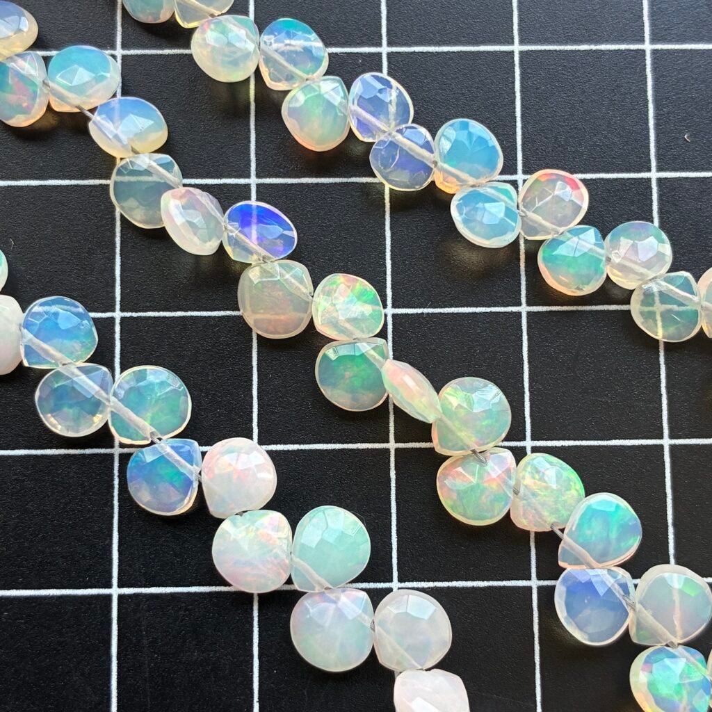 Ethopian Opal , Faceted Hearts, 45cm, 7*6mm