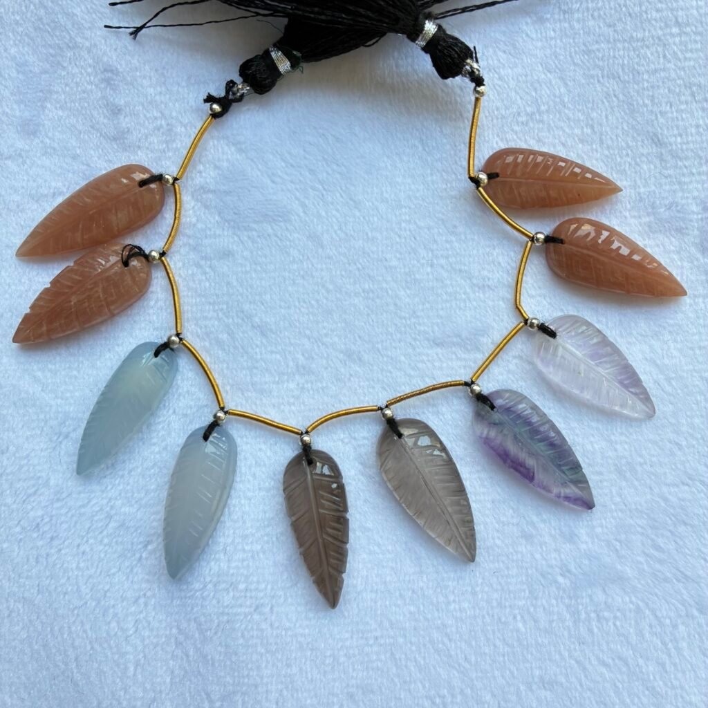 Natural stone Leaf, 10 beads, 25*9*5 mm
