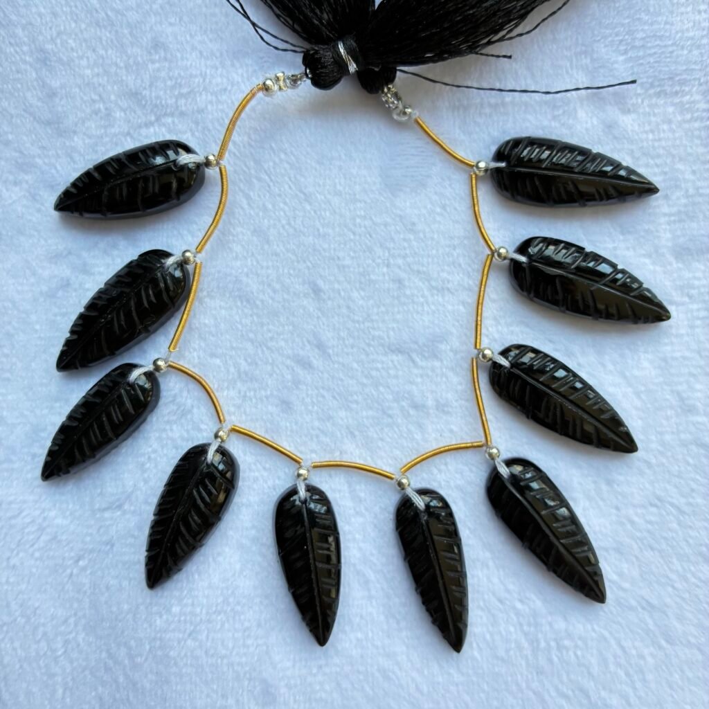 Natural stone Leaf, 10 beads, 25*9*5 mm