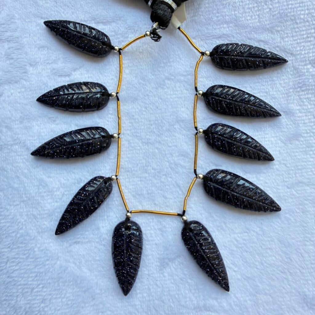 Natural stone Leaf, 10 beads, 25*9*5 mm